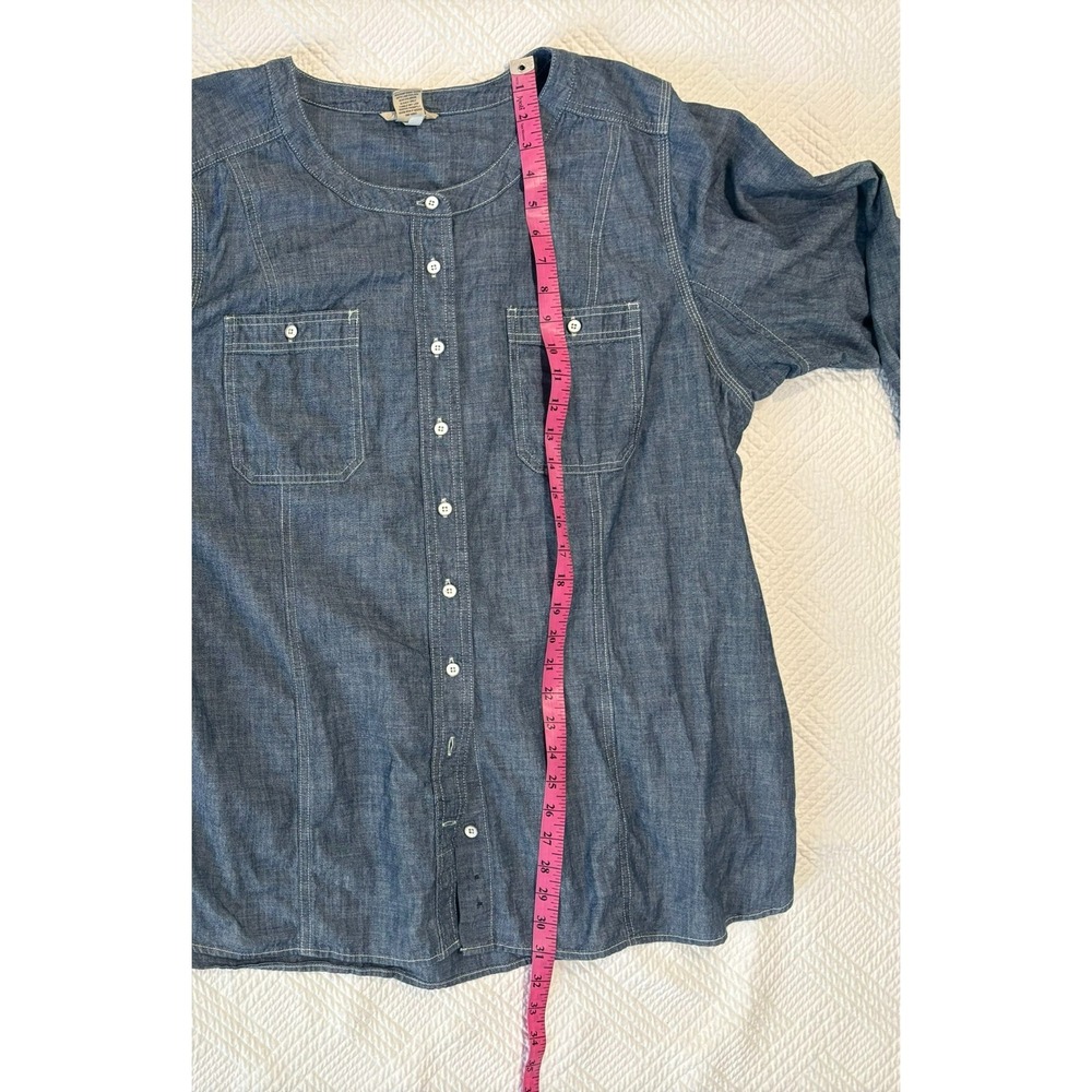 Duluth Denim Women's Chambray Shirt Size 2XL Plus Tunic Collarless Button Up - Picture 7 of 9